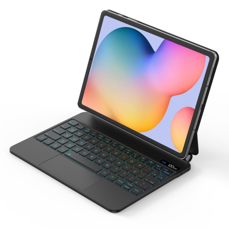 BETTDOW Capa com Teclado e Trackpad para Samsung Galaxy Tab S6 Lite 10.4" Polegadas, Capa com teclado Bluetooth sem fio destacável magneticamente,Teclado com LCD Display