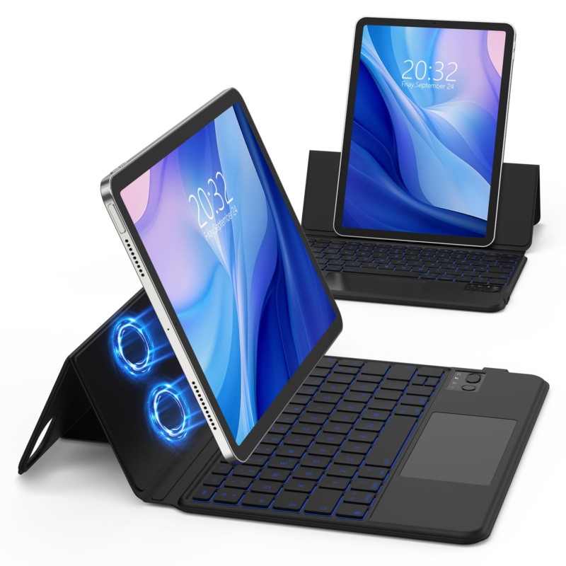 BETTDOW Capa com Teclado e Trackpad para iPad Pro de 11 polegadas (4ª/3ª/2ª/1ª) geração 2022 e Air 6ª (M2, 2024) e iPad Air 5ª/4ª geração de 10,9 polegadas, Ajustável horizontal e verticalmente