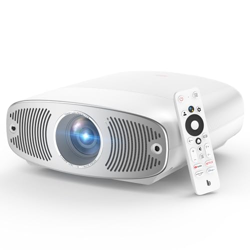 Bettdow Projetor 4k 3D 25000 Lumens Full Hd 1080p Compatível Com Android 9.0(AOSP)+Google TV, Suporte ao escritório WPS, Netflix oficialmente licenciado, Retroprojetor Portatil 850 ANSI WiFi 6 BT 5.0