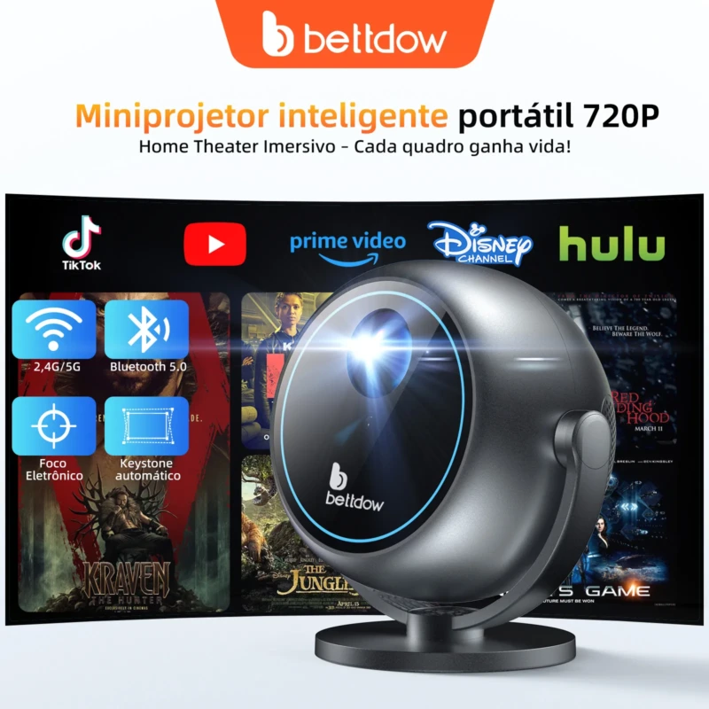 Bettdow Projetor Portátil 4K