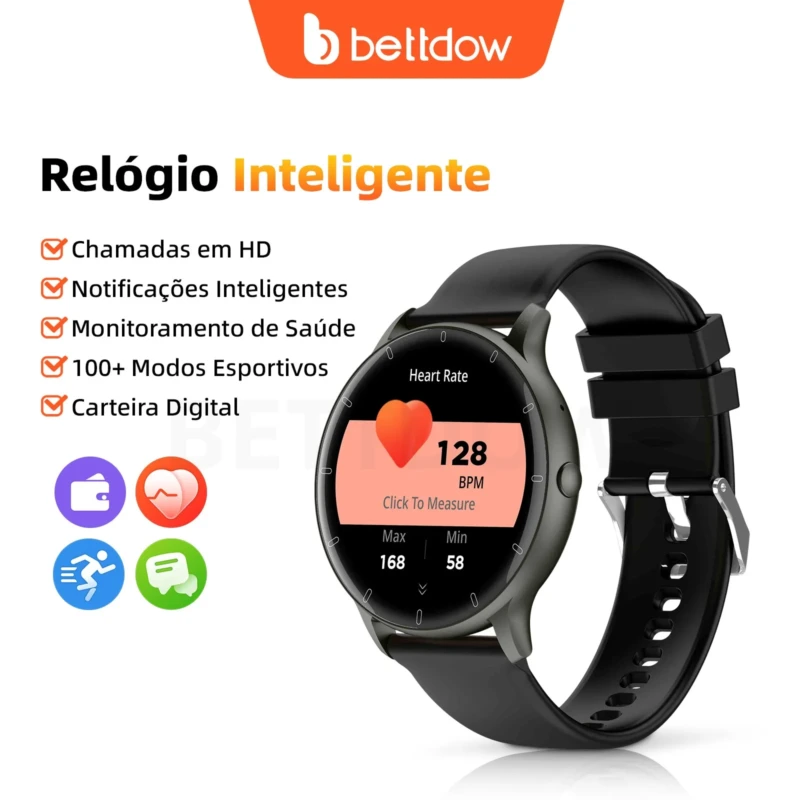 Smartwatch Bettdow GPS Tela HD Chamadas Bluetooth e IA