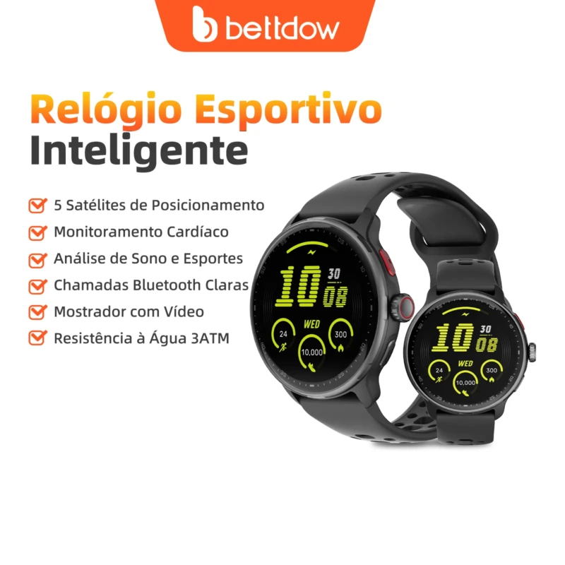Bettdow SmartWatch GPS 1.43” AMOLED Bluetooth e Alexa