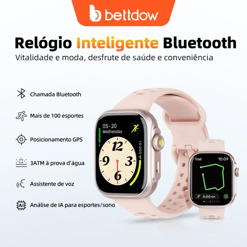 Bettdow Smartwatch GPS 3ATM com Alexa e Chamadas Bluetooth