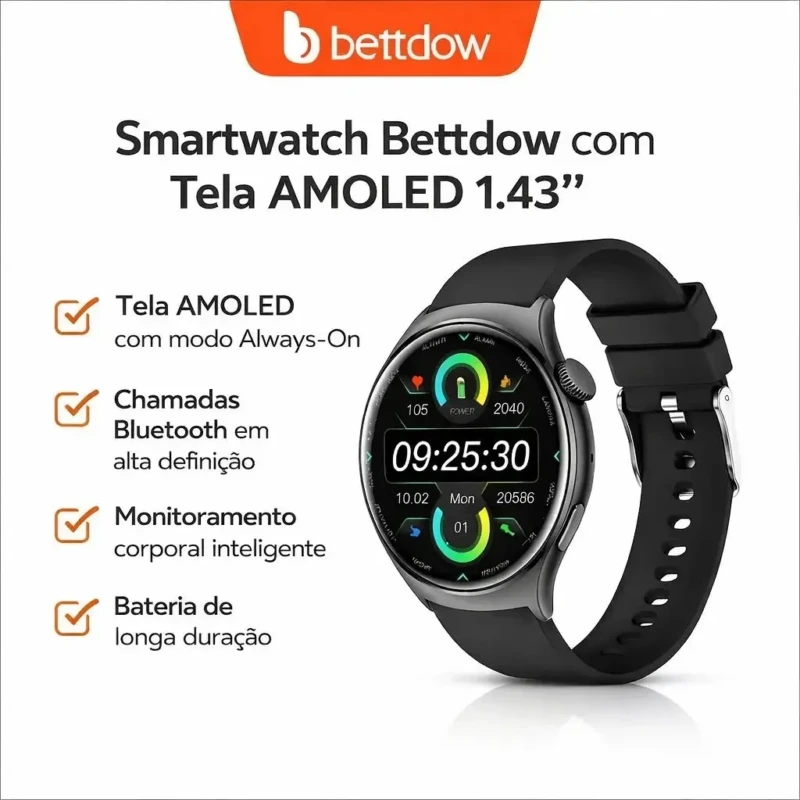 Smart Watch Bettdow GPS Bluetooth IP67 Chamadas e Modo Esportivo
